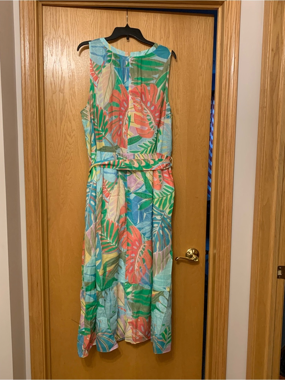 Talbots Tropical Maxi Dress in Teal, Coral and Green
